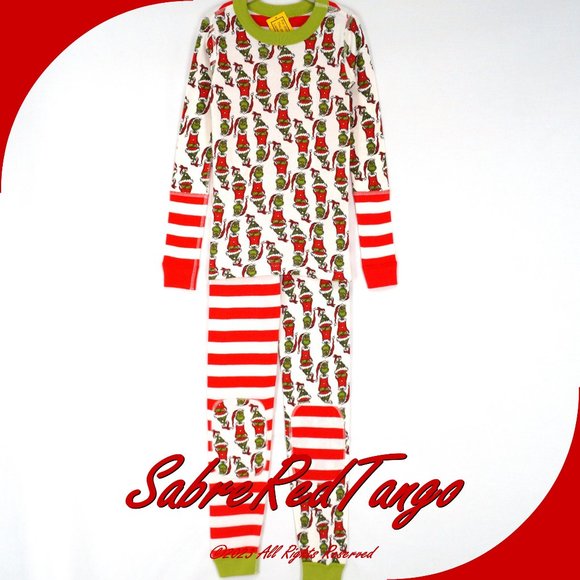 NWT Hanna Andersson Organic Long Johns Pajamas Dr Seuss Grinch Mix It Up 130 8 - Picture 1 of 5
